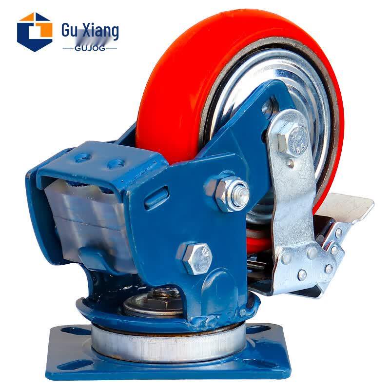 Guxiang 6-inch Spring Shock-Absorbing Polyurethane Swivel Caster Wheel