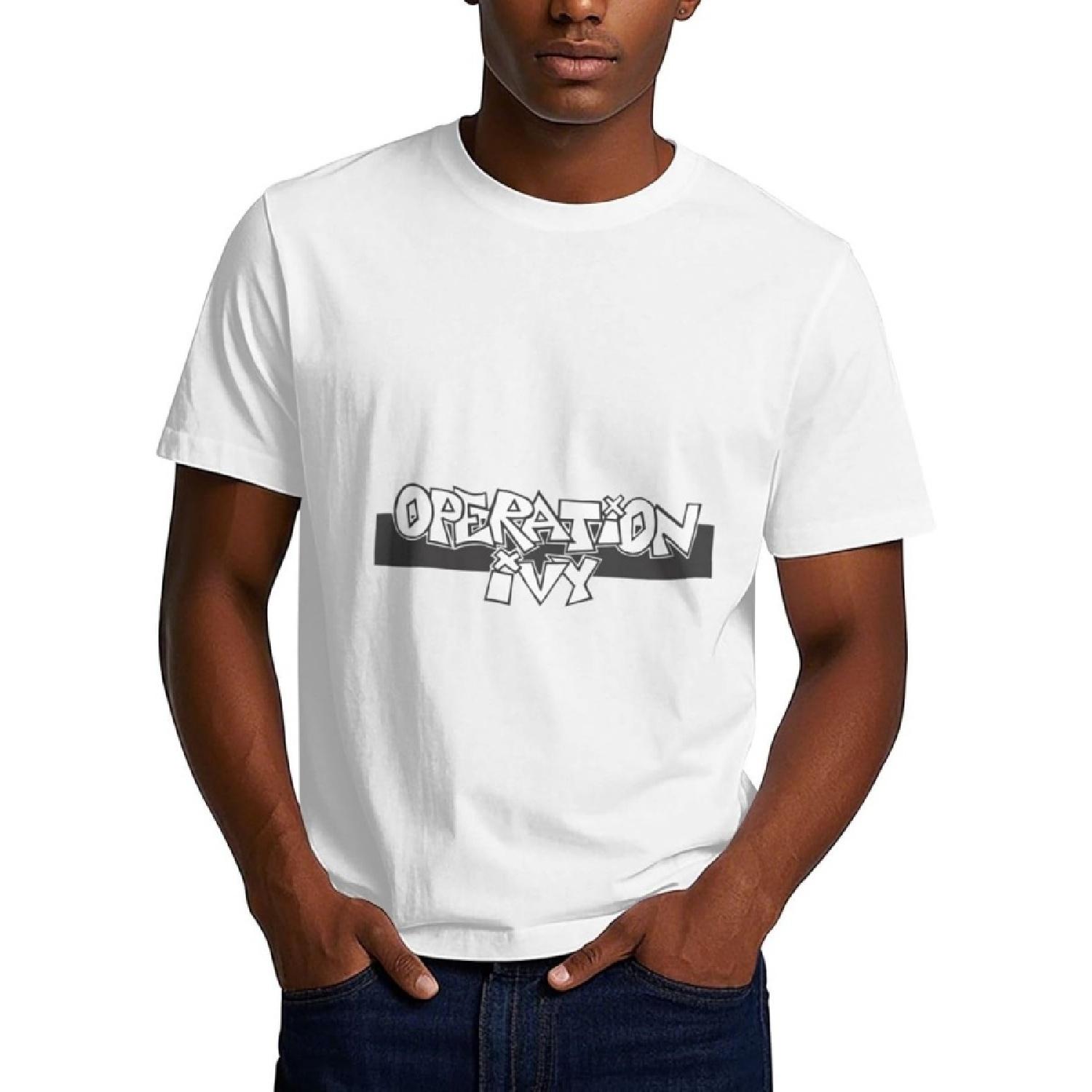 Baisacrafts Men s Short Sleeve T Shirt Operation Ivy T-Shirt Polyester Tee Crew Neck T Shirt XXXXXL белый