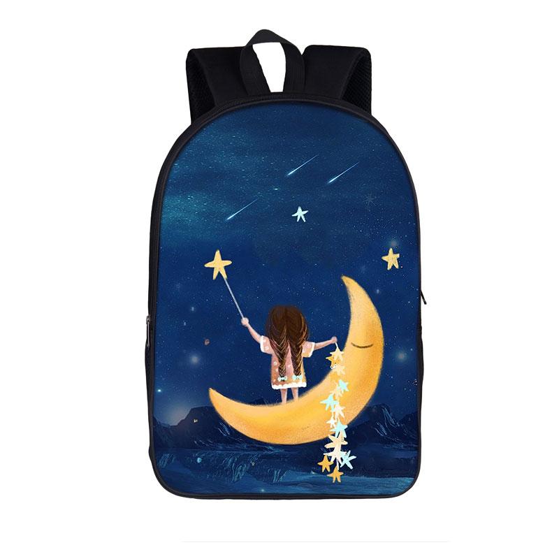 Trendy Youthful Colorful Galaxy Space Cat Dog Animal School Bags Notebook Backpacks 3D Printed Oxford Waterproof Travel Bags