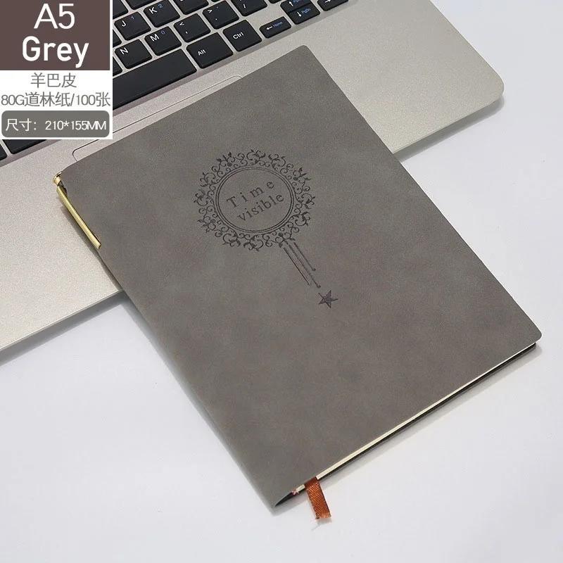 A5 Retro Leather Office Notepad with Pen Printing Travel Diary Business Men Notebook Students School Supplies Korean Stationery