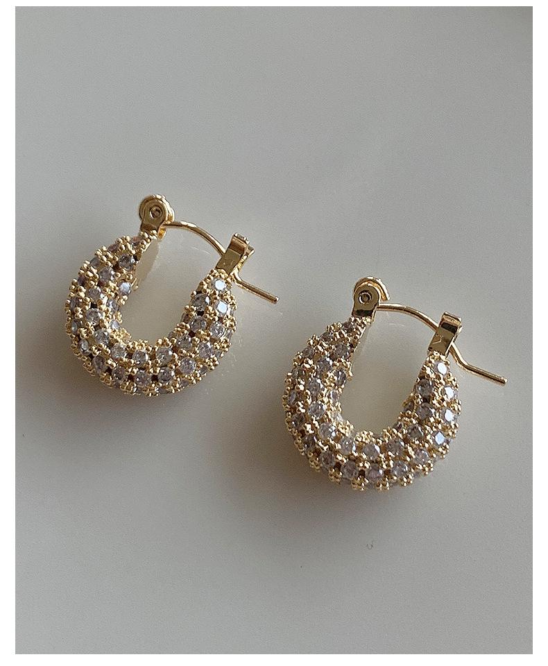 Elegant Zircon U-Shaped Earrings: Luxury Geometric Studs for Women