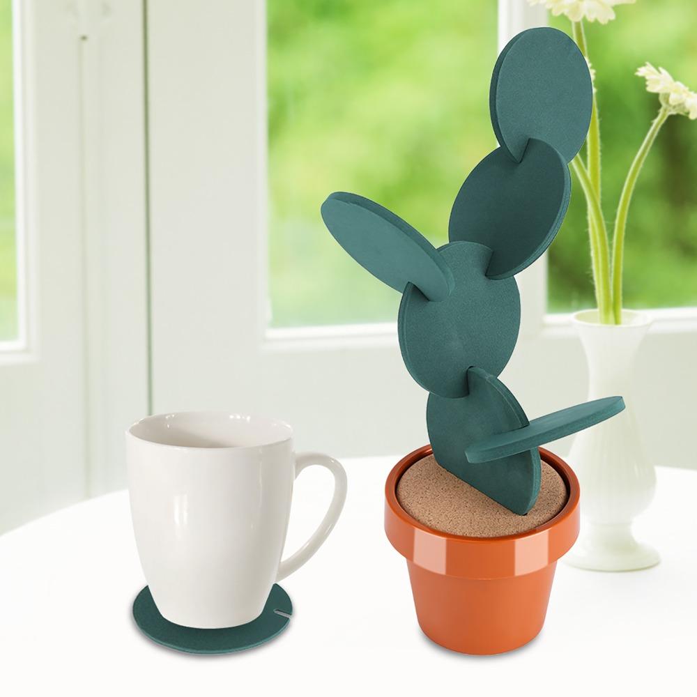 6Pcs Lightweight Heat Insulation Coaster Vivid Plant Shaped Drink Anti-scald Pad Table Decorative