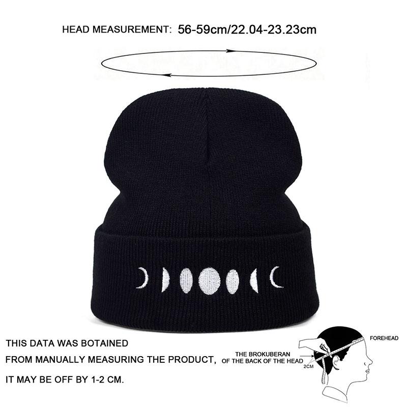 Мода Полное лунное затмение Вышивка Вязаная шапка Зимние уличные спортивные шапки — фото 5