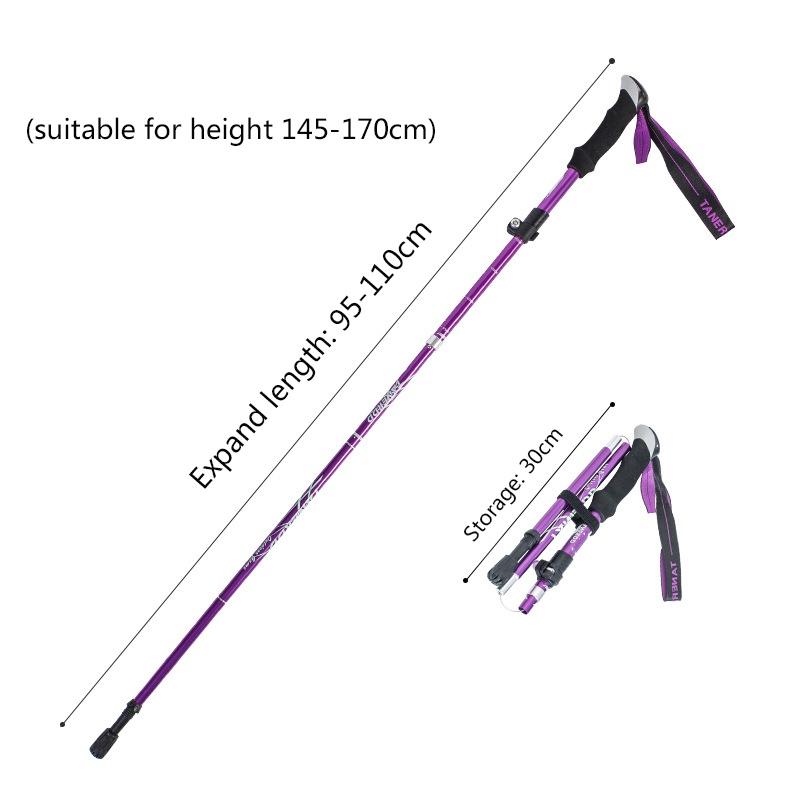 1 stk 5-seksjons utendørs sammenleggbar turstav camping bærbar gåstav for nordisk eldre teleskopisk lett å putte i vesken