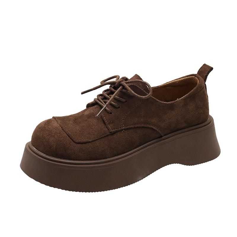 Platform-soled Boken small leather shoes women's 2025 spring new fashion trend lightweight shoes German training shoes Boken shoes single shoes