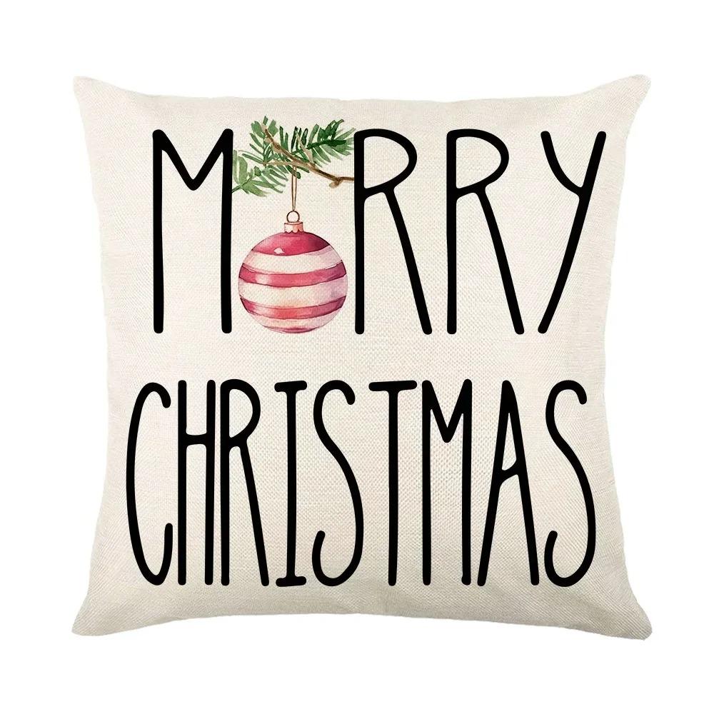 Christmas Day Party Decoration Pillowcase Santa Claus Dwarf Snowman Print Pillow Cover Sofa Room Home Decoration Christmas Gift