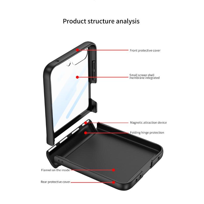 Funda rígida de PC con bisagra magnética para Samsung Galaxy Z Flip 6, 5 y 4, a prueba de golpes y con protector de pantalla pequeño.