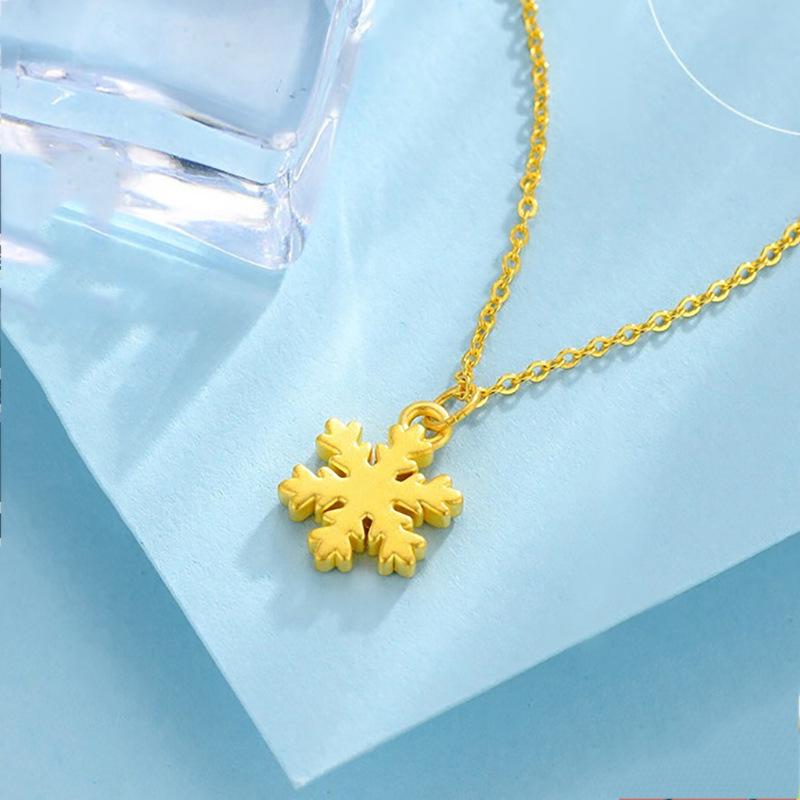 Shuibei 999 Gold Snowflake Pendant: 5D Hard Gold Craft Christmas/New Year Gift for Her