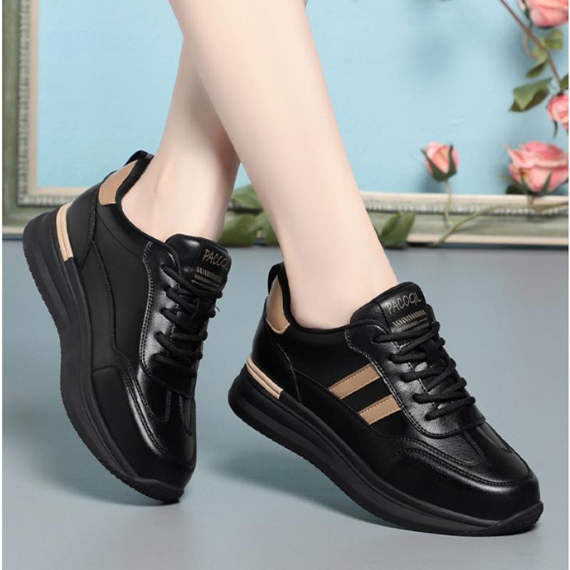 Autumn Winter Fashion Platform Women Mother Shoes Walking Comfortable Soft Leather Causal Running Non-slip Soft Leather Sneakers