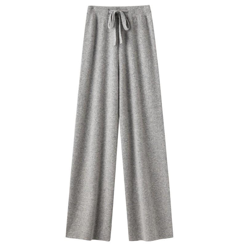 

100% Australian Wool Women s Wide-Leg Pants - Autumn/Winter Outerwear, Extended Straight-Leg, Drapey Thick Knit, Floor-Length, Size 8 One Size [85-125 jin]