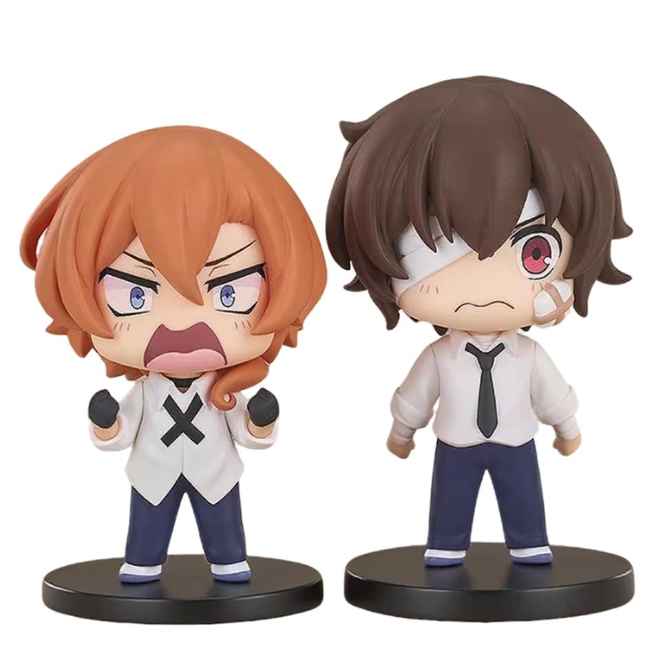 Q version 7cm bungo dogs vagrants dazai osamu chuuya nakahara figure pvc Japanese cartoon model statuettes decoration toy collec