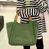 Korean Solid Color Simple Tote Bag Women Patchwork Canvas Large Capacity Handbag Ladies Commute Versatile Shoulder Underarm Bags