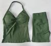 JYL Seamless Backless Two Piece Set Padded Halter Top Fitness Shorts