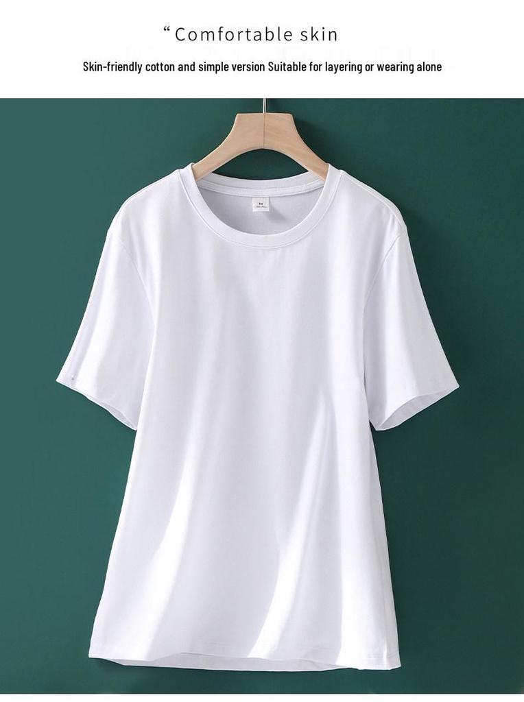 Damen Plus Size Baumwolle Kurzarm Rundhals T-Shirt - Schlankmachend, Lockerer Schnitt, Unifarbene, Sommer Bauchabdeckung (2026 Neu)