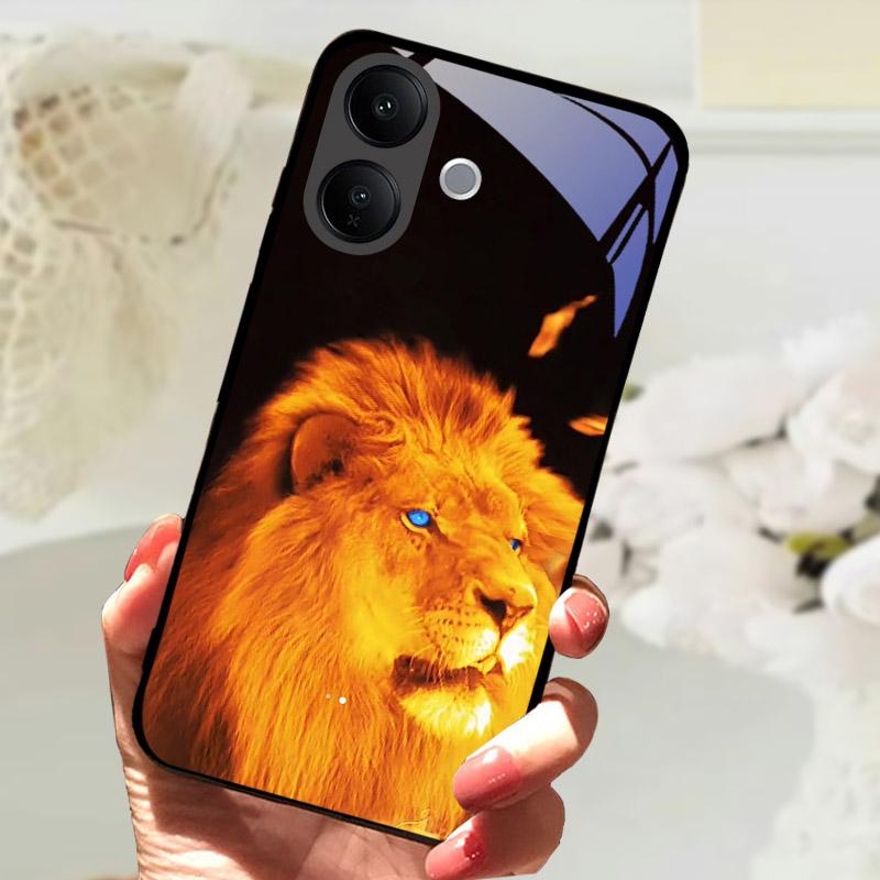 Hartowane Szklane Etui Na Telefon VIVO V60 Lite V60Lite Pokrowiec Fajne Malowany Wilk Lew Odporne Na Wstrząsy Etui Na Vivo V 60 Lite Obudowa Funda