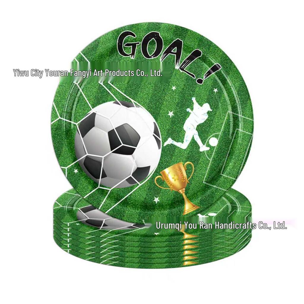 World Cup Football Theme Party Set: Green Field Plates, Tablecloth & Napkins