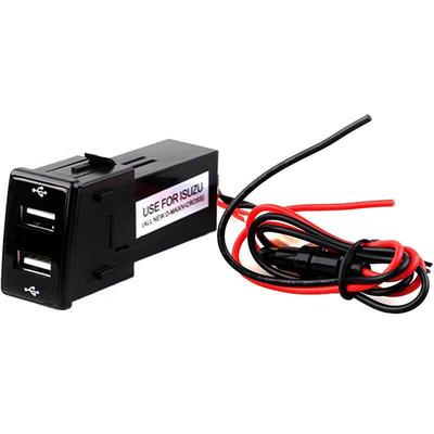 Dual USB Car Charger for Isuzu's Original Reserved Position, 38x22.5mm
