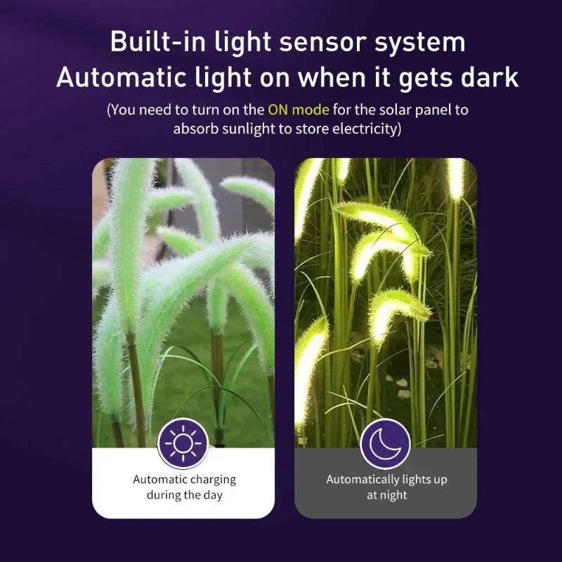 2026 New Solar LED Light Outdoor Street Garden Light Waterproof  Dog Tail Grass Fiber Optic Ground Plug Light for Country House Christmas Decorations