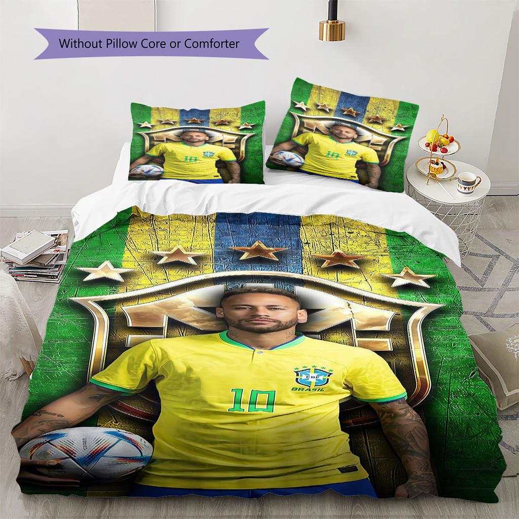 Neymar Jr Pattern Bedding,Quilt Set Quilt Cover Pillowcase Home Birthday Gift(1 * duvet cover + 2 * pillowcase, without core)