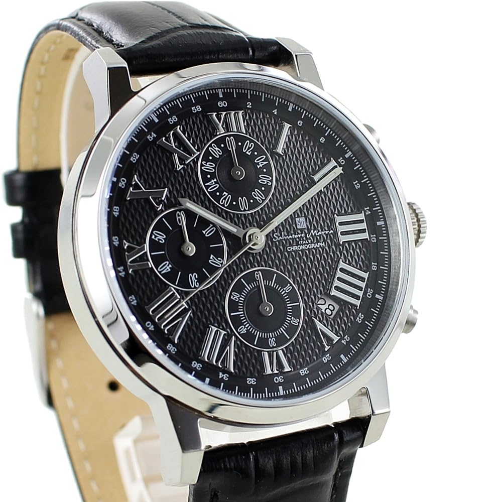 Salvatore Marra Chronograph Watch with Date Calendar and Leather Strap Men's (No. 2)