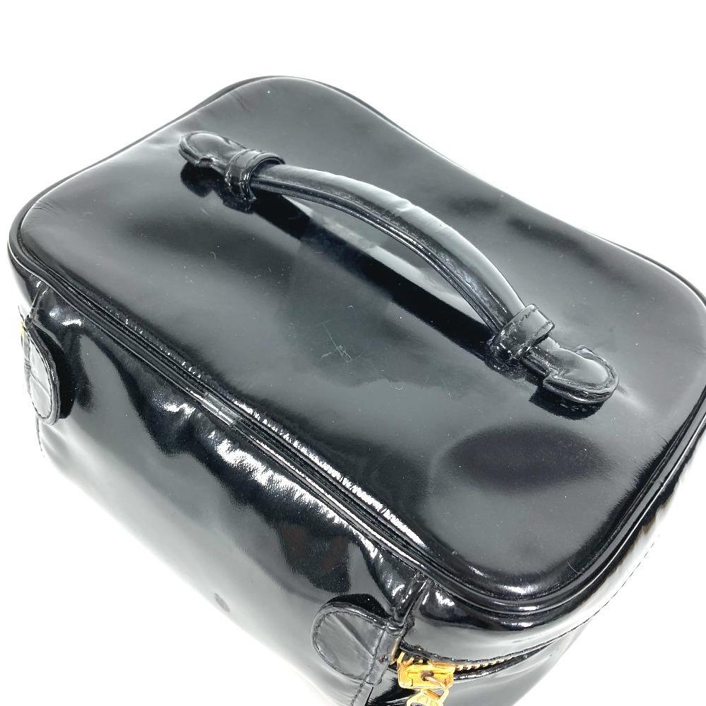 CHANEL Monogram Vanity bag CC CC Mark logo Bag Hand Bag Hand Bag enamel Black