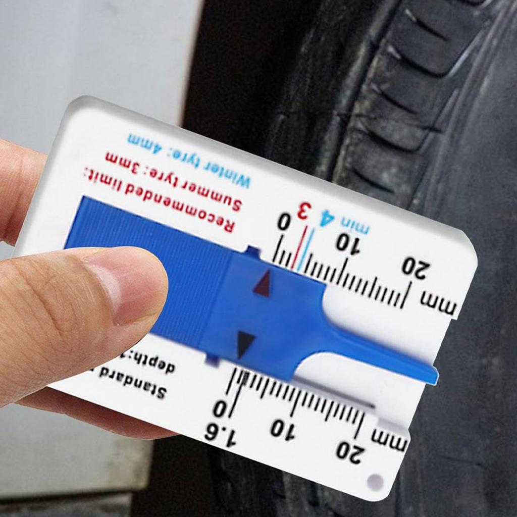 Tire Depth Ruler, Tire Groove Depth Measuring Device, ABS Pocket Size, Compatible with Cars,