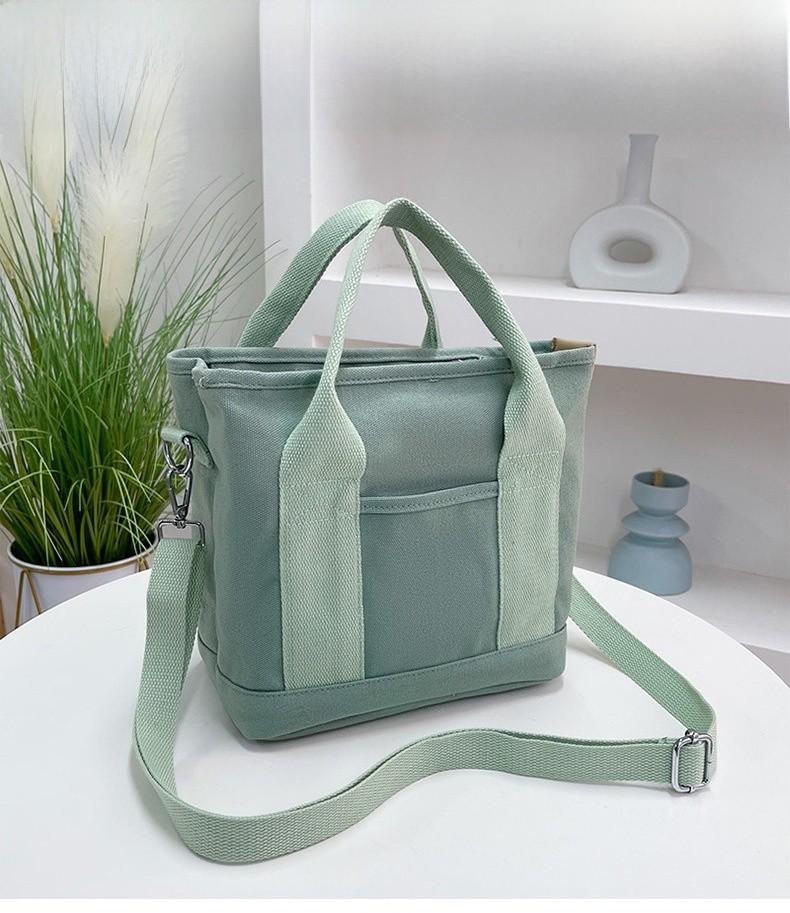 Japanese Canvas Tote Bag For Women With Multiple Compartments Casual Daily Use