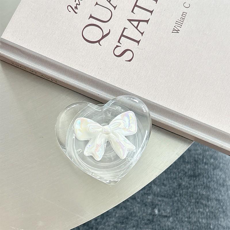 

Transparent Mobile Phone Airbag Holder Adhesive Love Bow Air Cushion Extendable Desktop Support Frame Lazy Ring