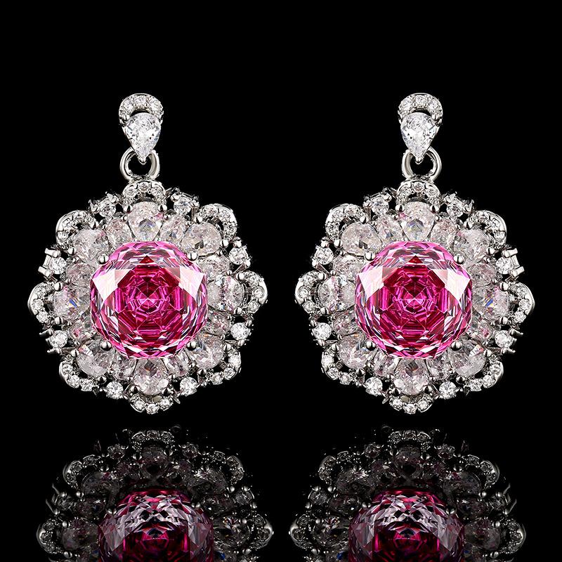 Jewelry Copper Bottom Gold-Plated Simulation Millennium Dragon Fruit Flower Set Main Stone 12-10M