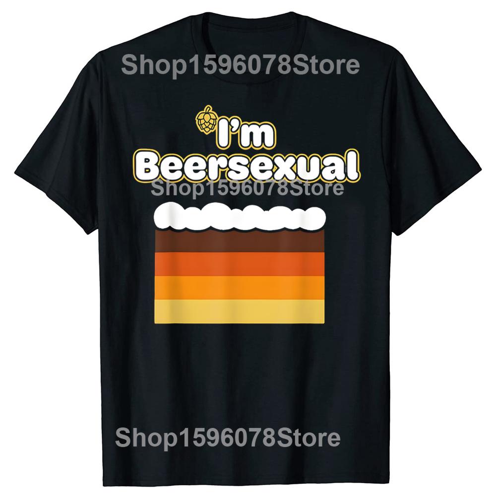 Im Beersexual Amante della Birra Battuta Bere LGBTQ T-shirt Uomo Moda Stampa T-shirt Larga Oversize Streetwear Hip Hop T-shirt Unisex