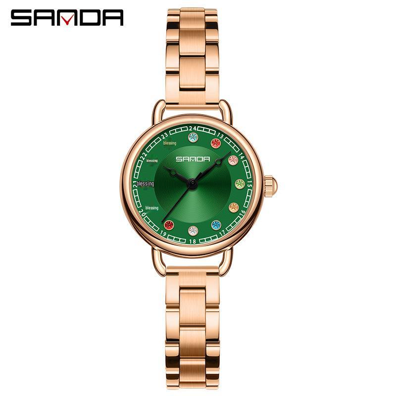 Sanda Women's Diamond-Studded Quartz Watch: Fashionable, Light Luxury, Versatile Steel Band 