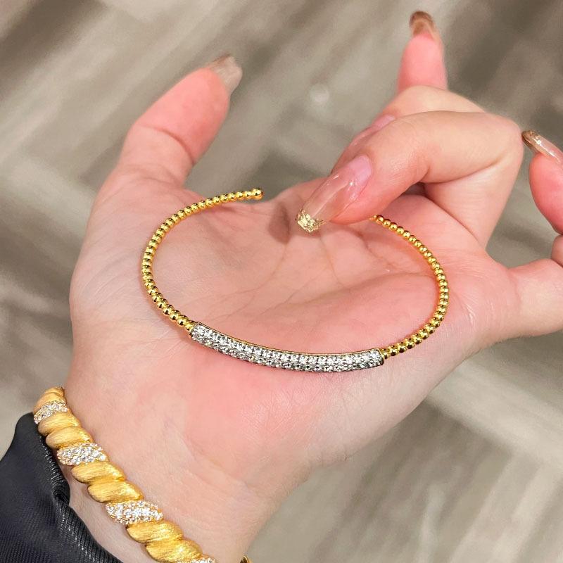 Light Luxury High Quality Half Circle Round Bead Micro Diamond Bracelets For Women Classic Simple And Fashion Bangles Jewelry