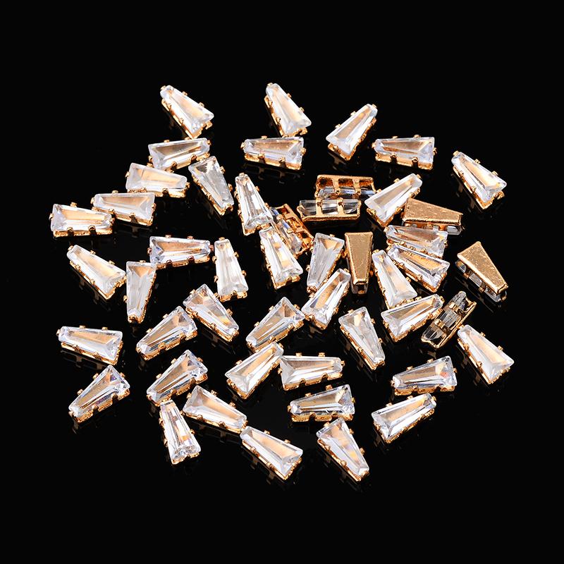 Flatback Zircon Rhinestones Cubic Zirconia teardrop base Claws Sew On  clear  Zircon For Rings Earrings DIY Clothing Accessorie
