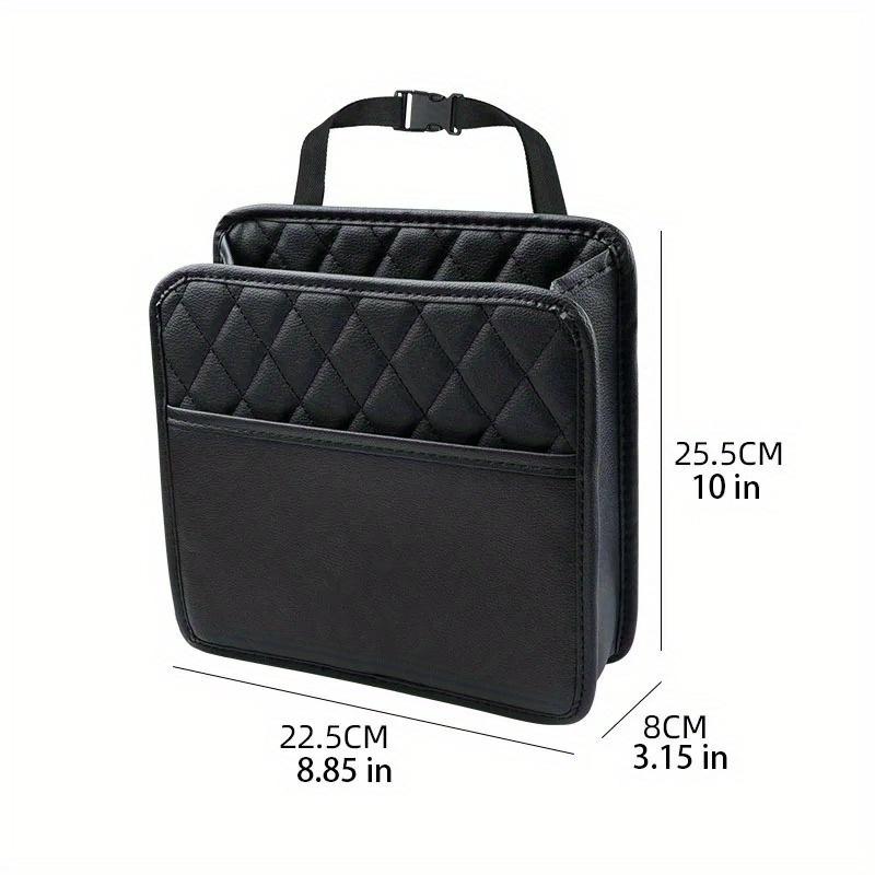 Faux Leather Car Back Seat Organizer Protector with Hanging Storage Bag - Vehicle Interior Organizing Solution