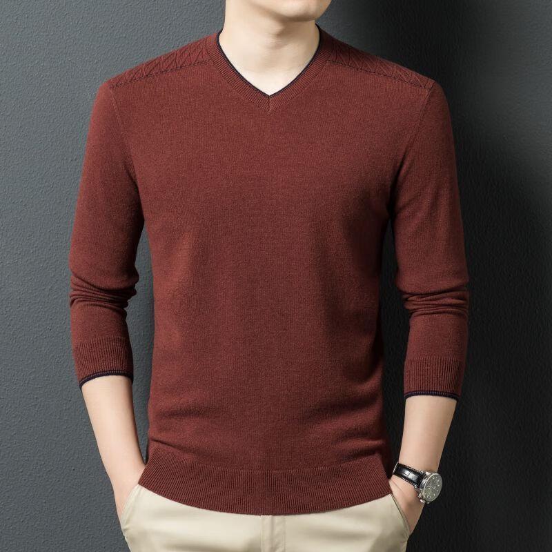 Men's 100% Pure Wool V-Neck Sweater