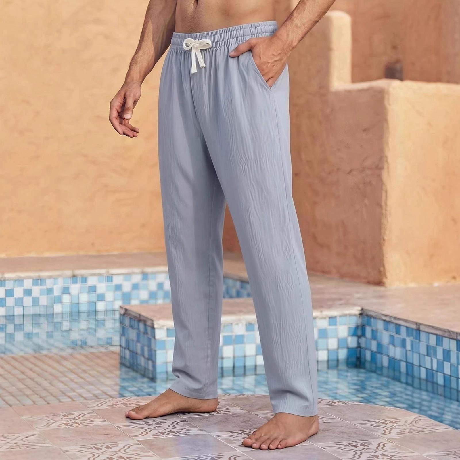 

Men s Cotton And Linen Pants - Loose And Breathable - With Drawstring Pockets - Everyday Vacation Straight-leg Pants M