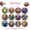 Colorful Gradient Zodiac Glass Magnets: Lion, Pisces, Aries & More - Soft Magnetic Refrigerator Stickers (12 Constellations)