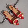 Women Open Toe Summer Flat Sandals With Buckle And Rubber Sole For Casual Wear