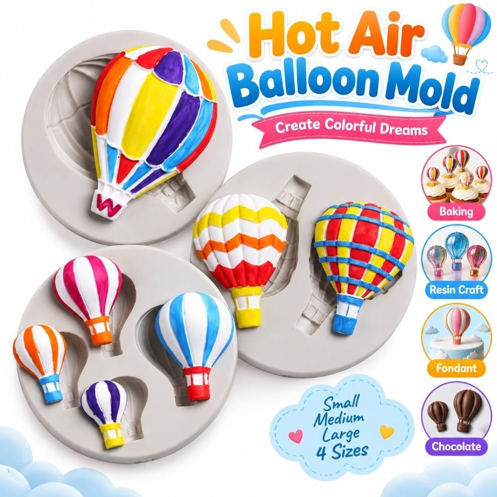 3 Stück Mehrfachhöhlung Heißluftballon Silikonform Schokolade Süßigkeitenform Harz Fondant Polymer Clay