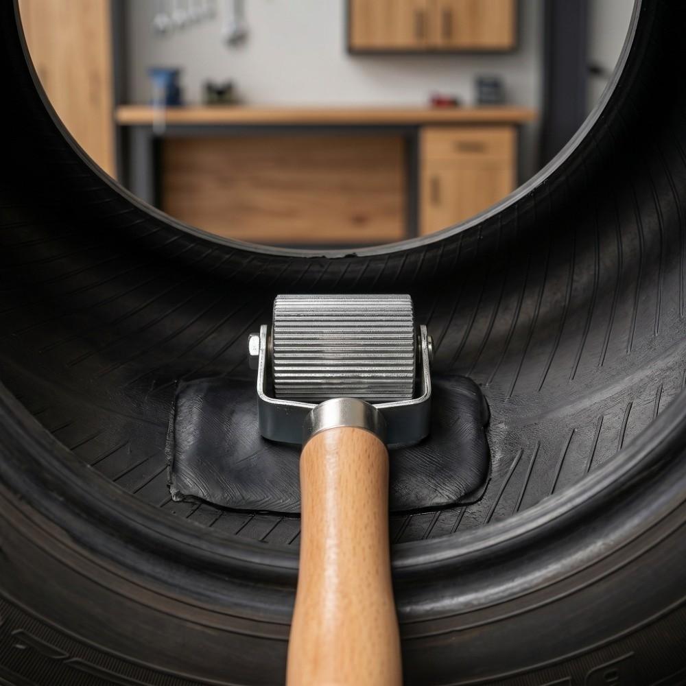 Roller Bearing Tire Patch Roller Wooden Handle Puncture Patch Tool  Car Audio Installation