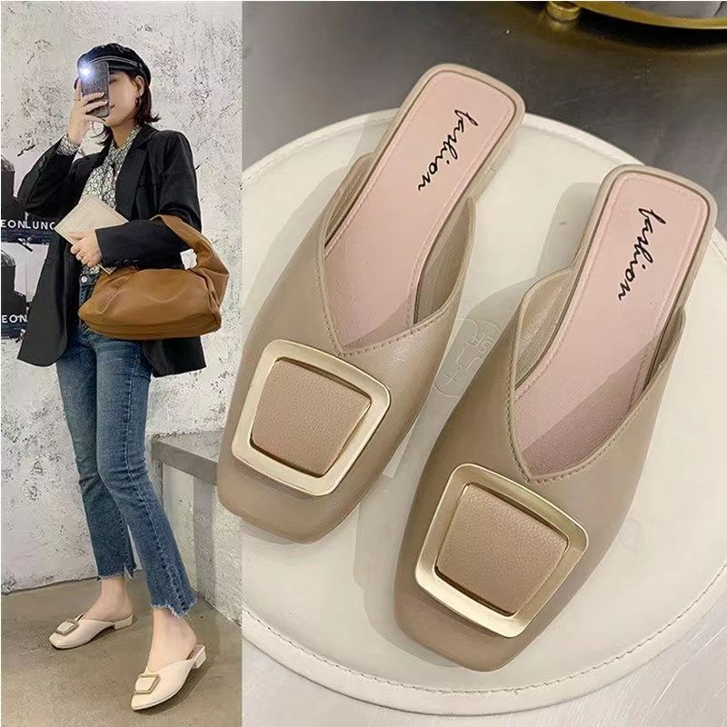 Slippers Women Wear Half a Bag of Shoes Clothing Store Fitting Shoes Soft Sole Fashion Versatile Lazy Shoes One Pedal Slippers Women