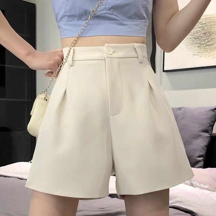 

Женские белые летние шорты с высокой талией - свободные, повседневные, облегающие, широкие штанины XL бежевый