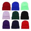 Men Women Solid Color Warm Woolen Knitted Cap Fluorescent Cuffed Beanie Hat