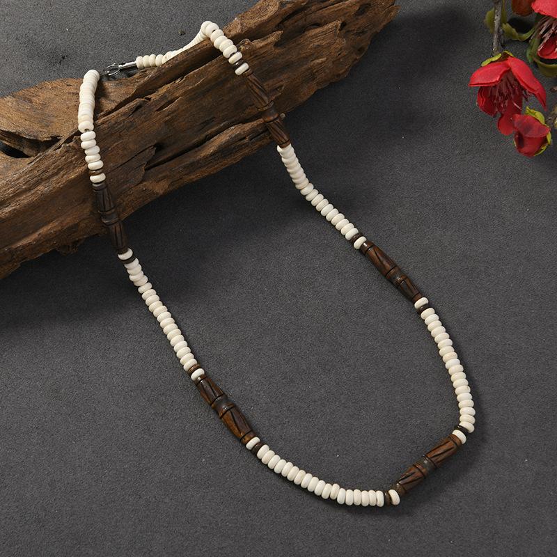 Hand-carved yak bone necklace beaded Tibetan retro niche collarbone chain men's and women's personalized jewelry