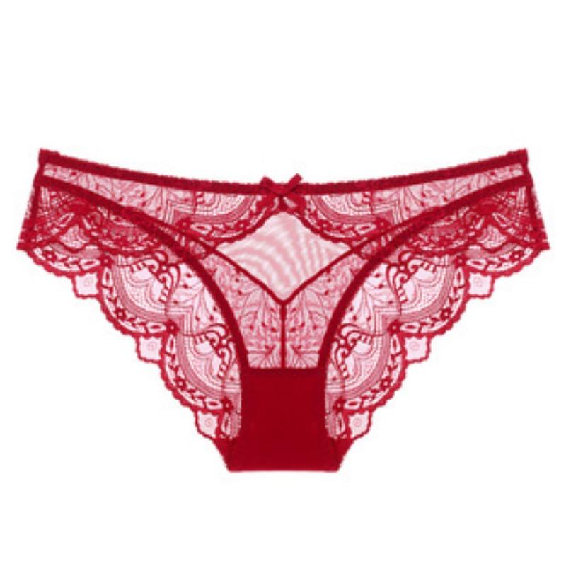 Sexy Underwear Ultra-thin Transparent Lace Oversized Women's Underwear Hip Lifting Low Waist Triangle Panties
