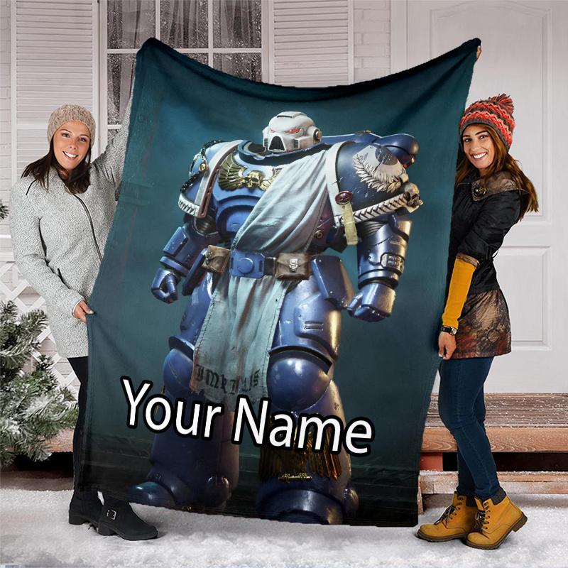 Custom Name Warhammer 40K Theme Printed Blanket - Perfect for Couch, Bed, Travel & Outdoor Use | Machine Washable, Cozy & Durable.