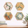 4 Pcs Flowers Wooden Wall Art Decor Hexagon Hollow Out Boho Flower Wall Sculpture Bohemian Farmhouse Hanging Sign for Bedroom Living Room