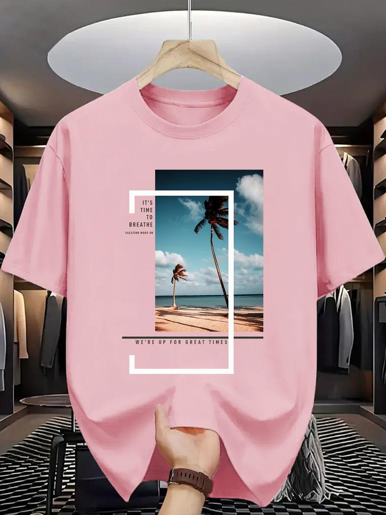 Summer Mens Fashion Pattern Short Sleeved Tshirt Summer Casual Daily Short Sleeved Fashion Design Letter Print