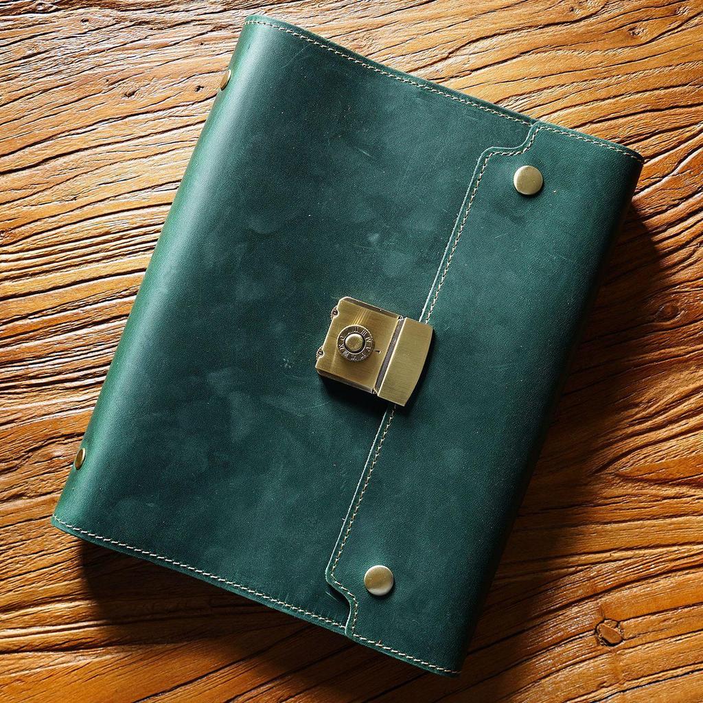 A5 Retro Genuine Leather Password Notebook: European-Style Business Diary with Multifunctional Loose-Leaf Design