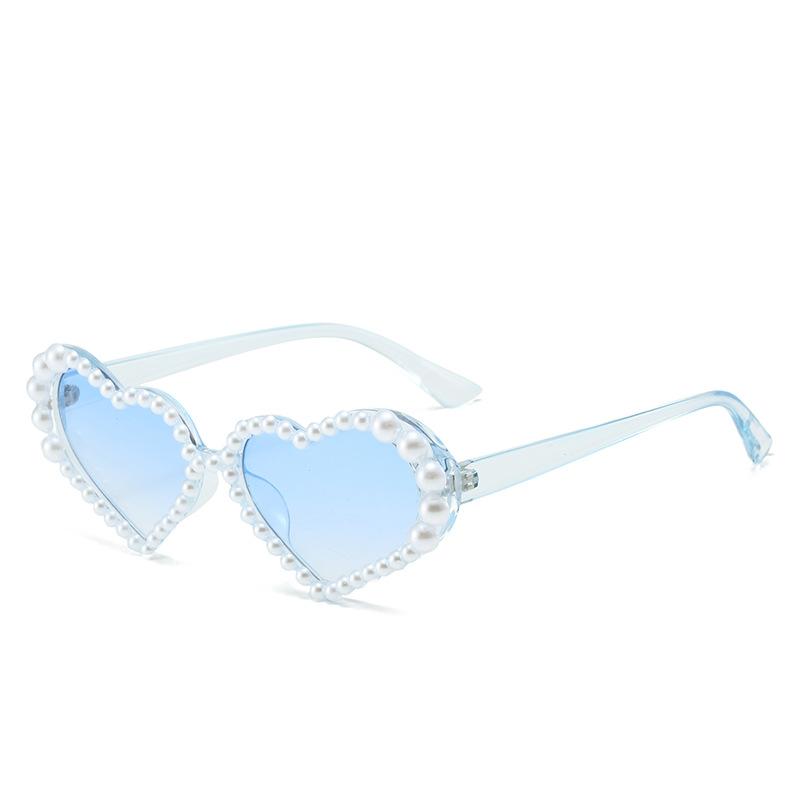 New diamond-encrusted sunglasses, European and American personality sweet love ball luxury pearl heart-shaped sunglasses